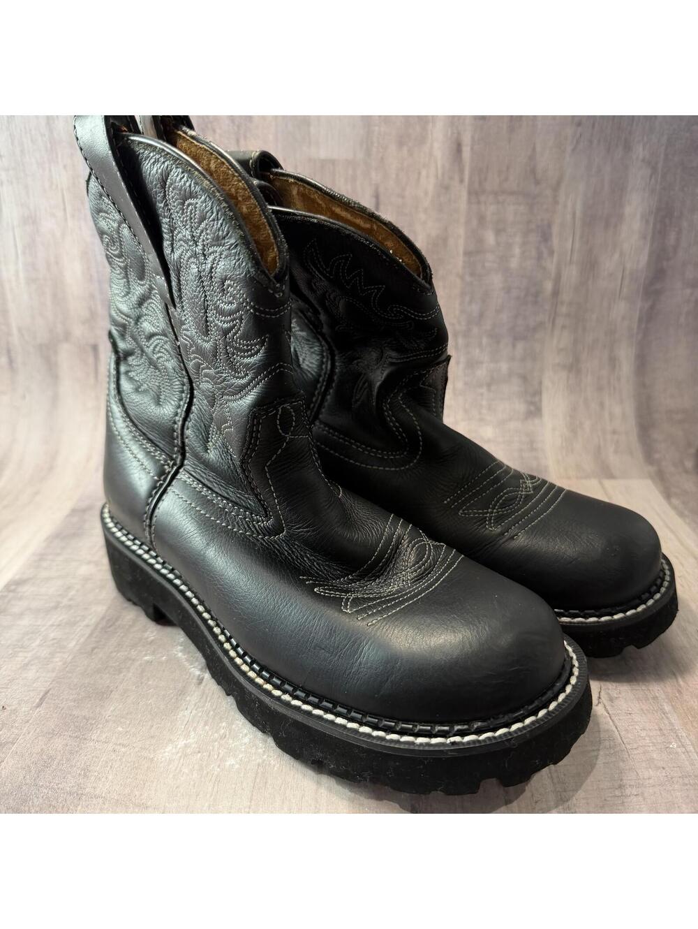Ariat Fat Baby Black Women's 6.5 B Boots Western Cowgirl Boots Leather Short